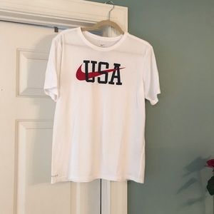 White Nike dri-fit T-shirt red white &blue size M